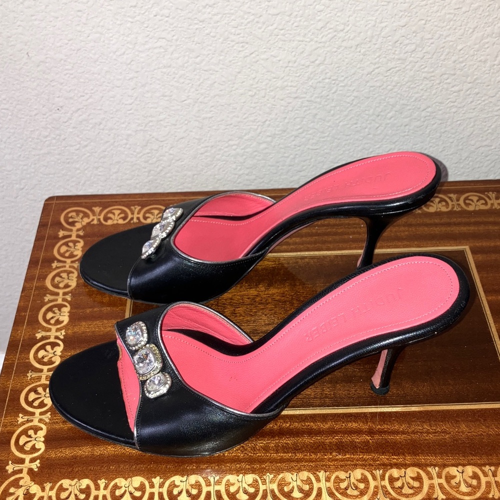 Judith Lieber 7.5 Beautiful Black Crystal Shoes Made in Italy🇮🇹